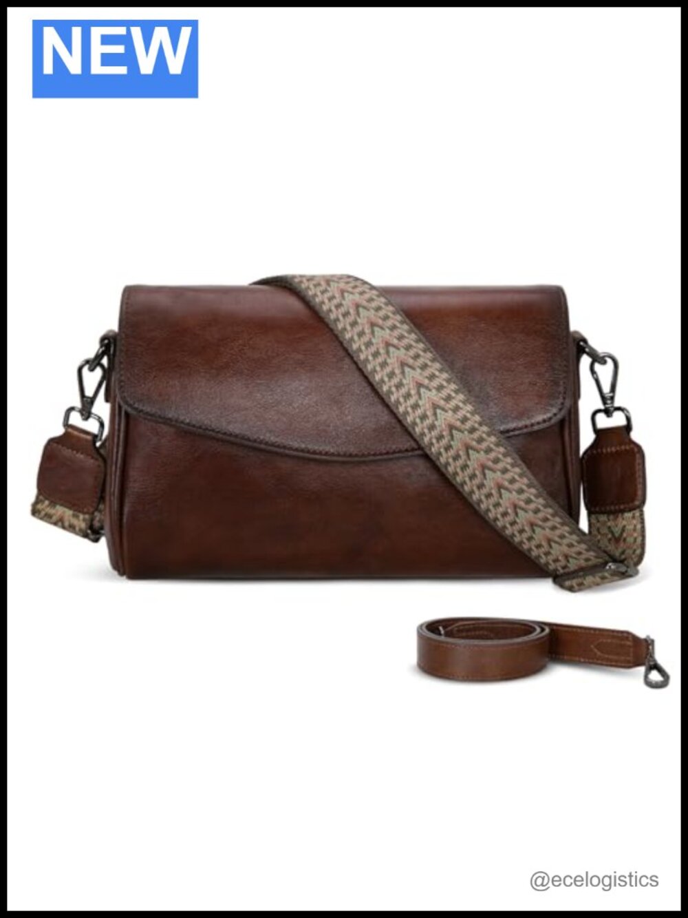 Genuine Leather Crossbody Bag for Women Shoulder Satchel with Two Straps Multi